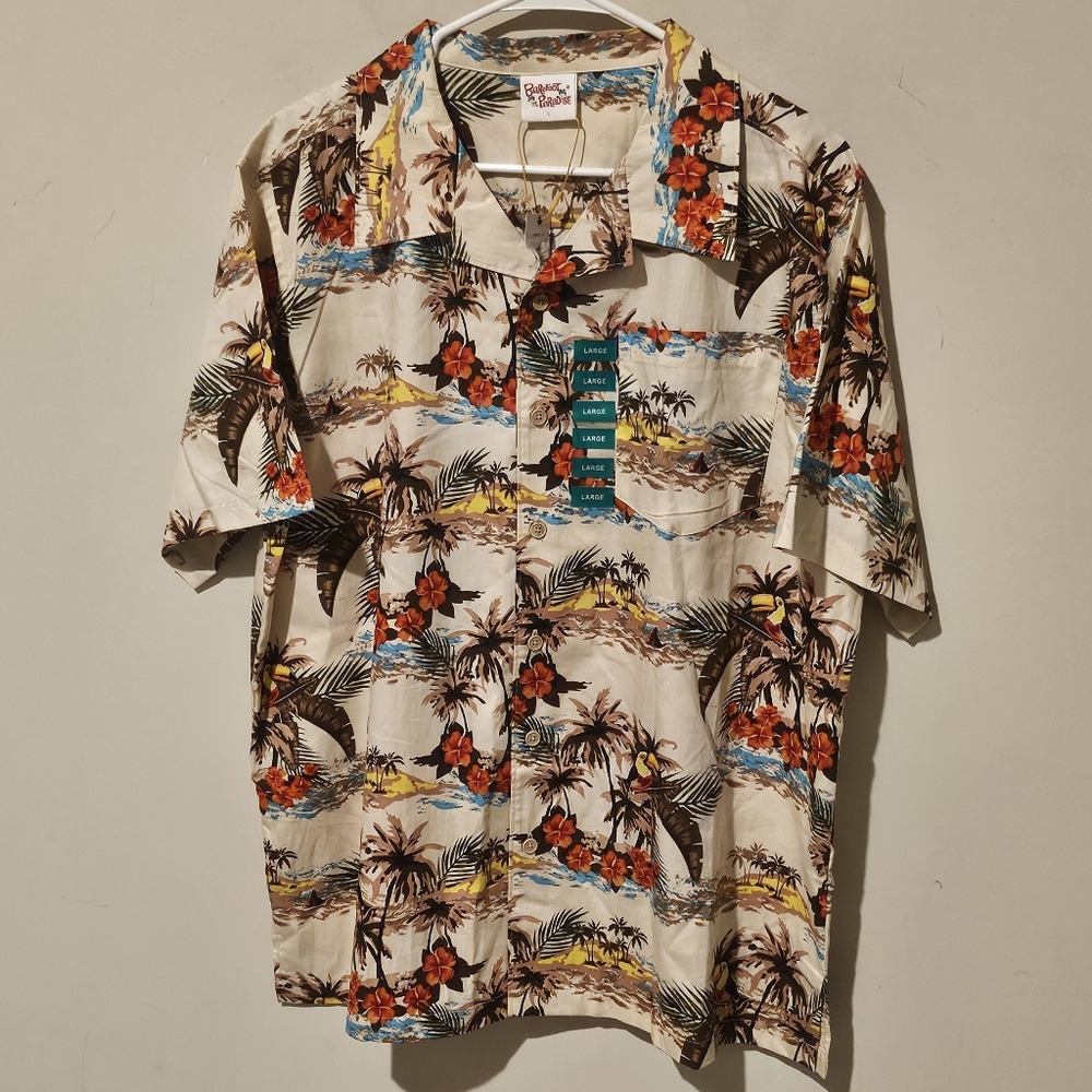 NWT Barefoot in Paradise Hula Girl Hawaiian Shirt - Size Large